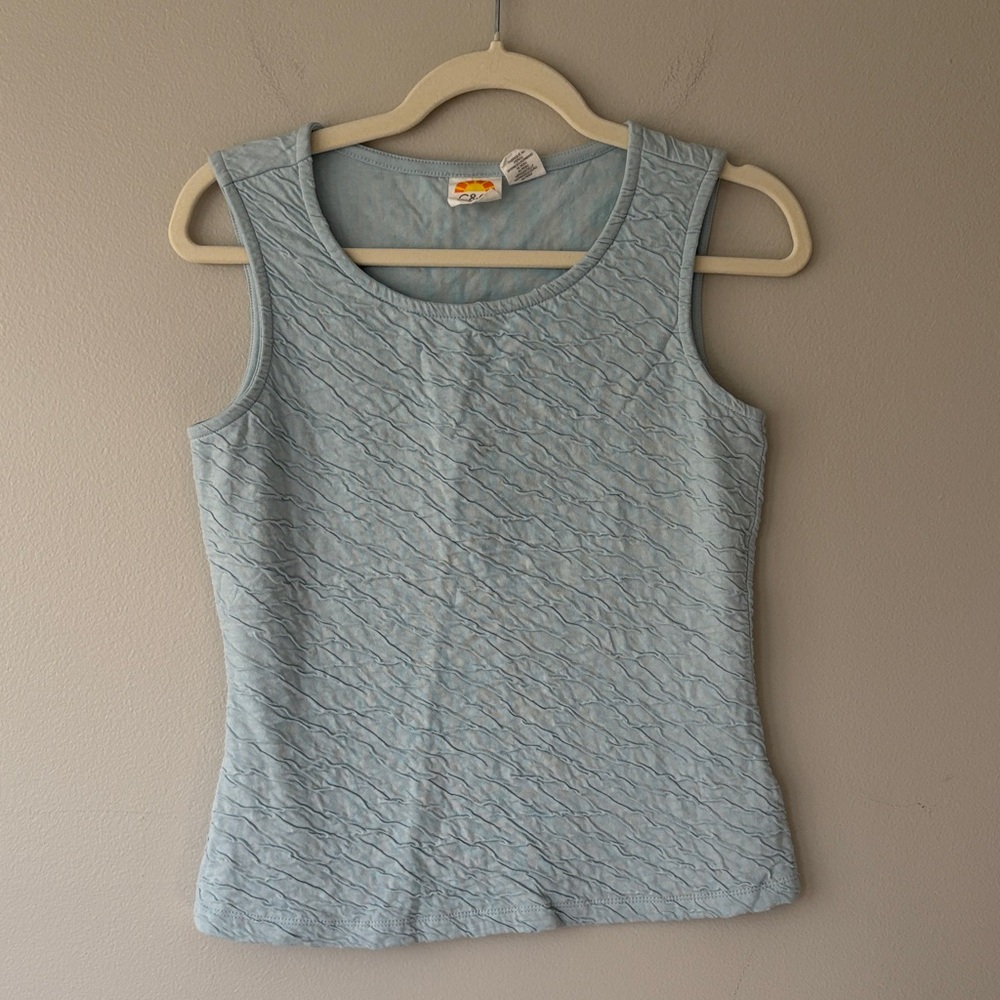 C&C California Light Blue Textured Tank Top
